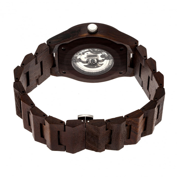 Earth Wood Gobi Automatic Skeleton Bracelet Watch - Dark Brown