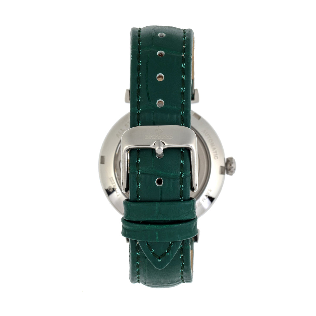 Empress Edith Semi-Skeleton Leather-Band Watch