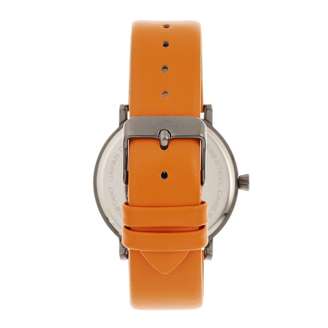 Simplify The 6200 Leather-Strap Watch - Orange