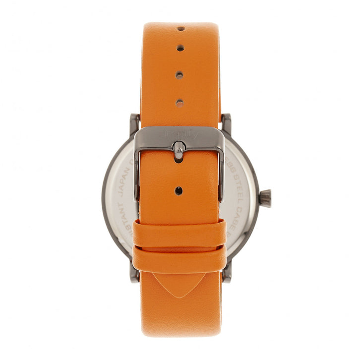 Simplify The 6200 Leather-Strap Watch - Orange