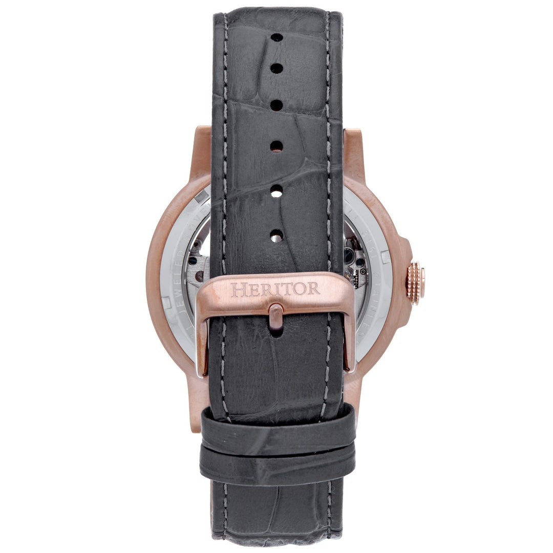 Heritor Automatic Xander Semi-Skeleton Leather-Band Watch