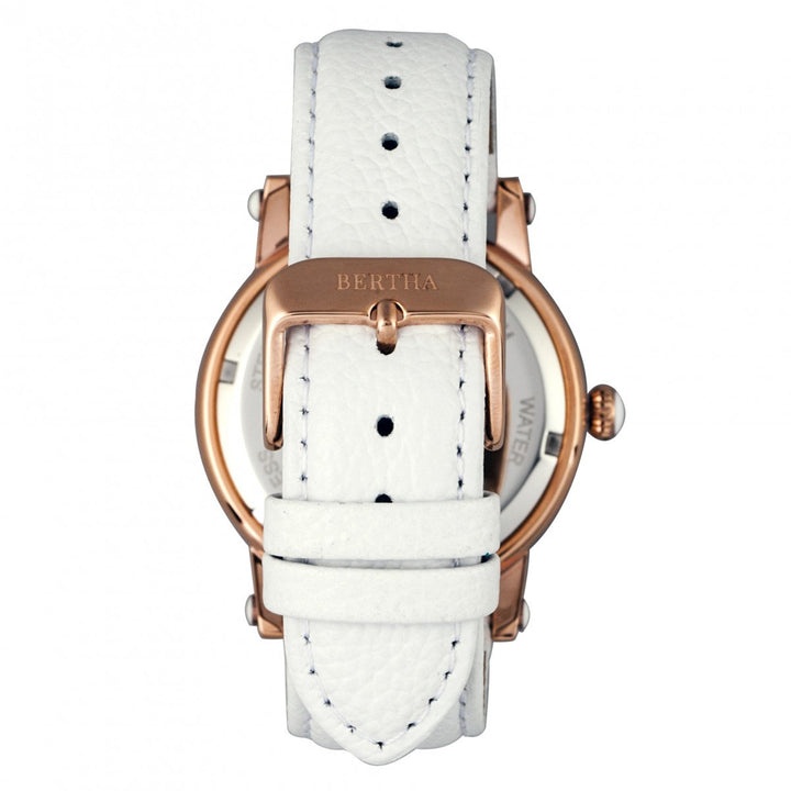 Bertha Morgan MOP Leather-Band Ladies Watch