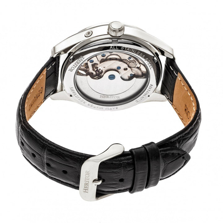 Heritor Automatic Sebastian Semi-Skeleton Leather-Band Watch