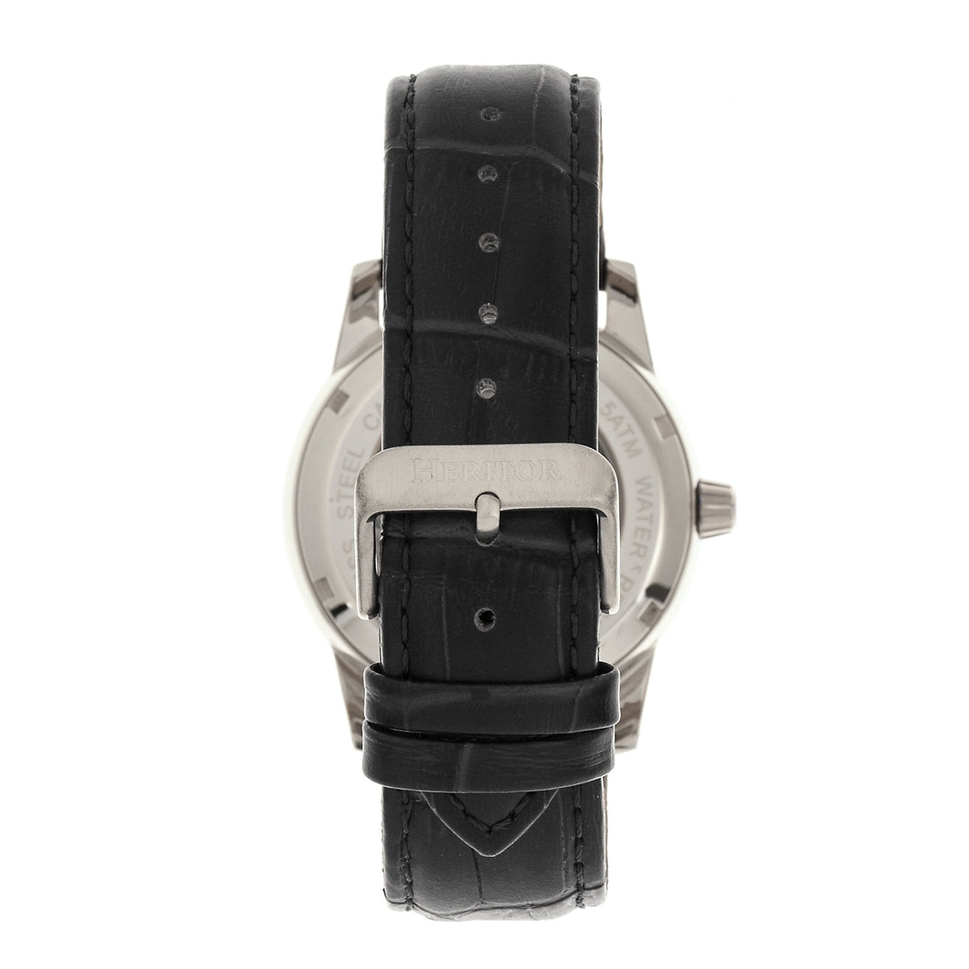 Heritor Automatic Davidson Semi-Skeleton Leather-Band Watch