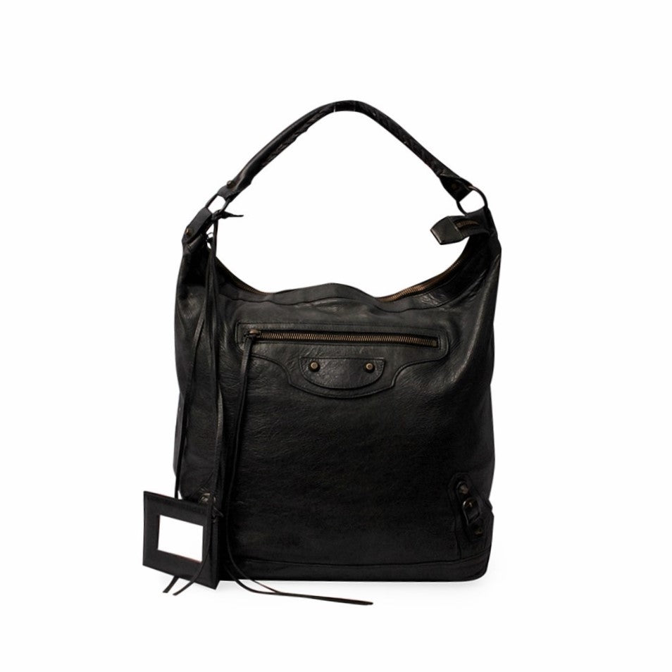 Top Quality Balenciaga Leather Motor City Bag Black