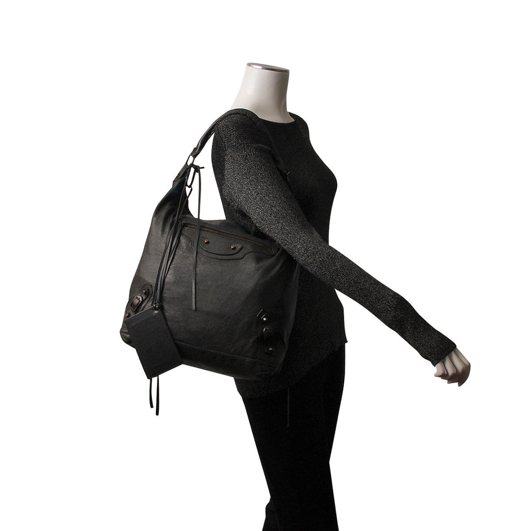 Top Quality Balenciaga Leather Motor City Bag Black