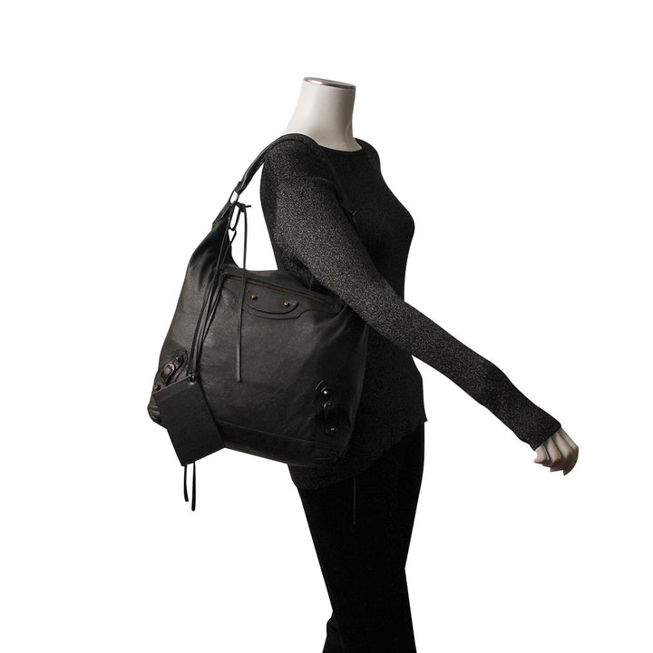 Top Quality Balenciaga Leather Motor City Bag Black