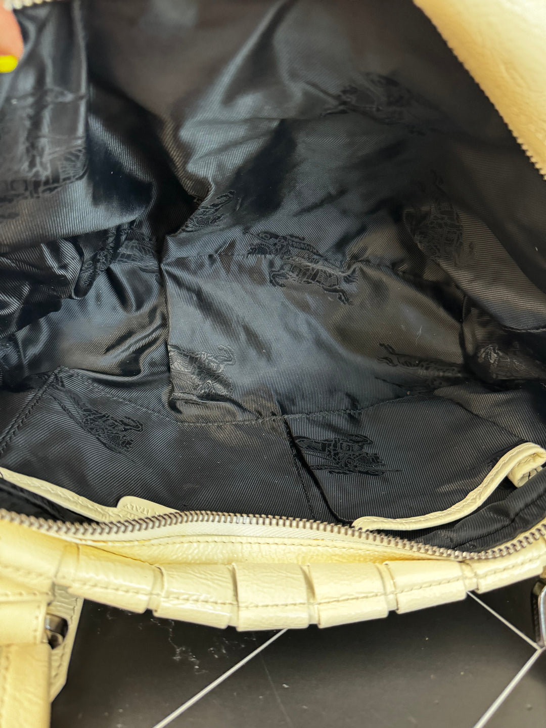 Burberry Prorsum Off White Patent Leather Satchel Large Handbag