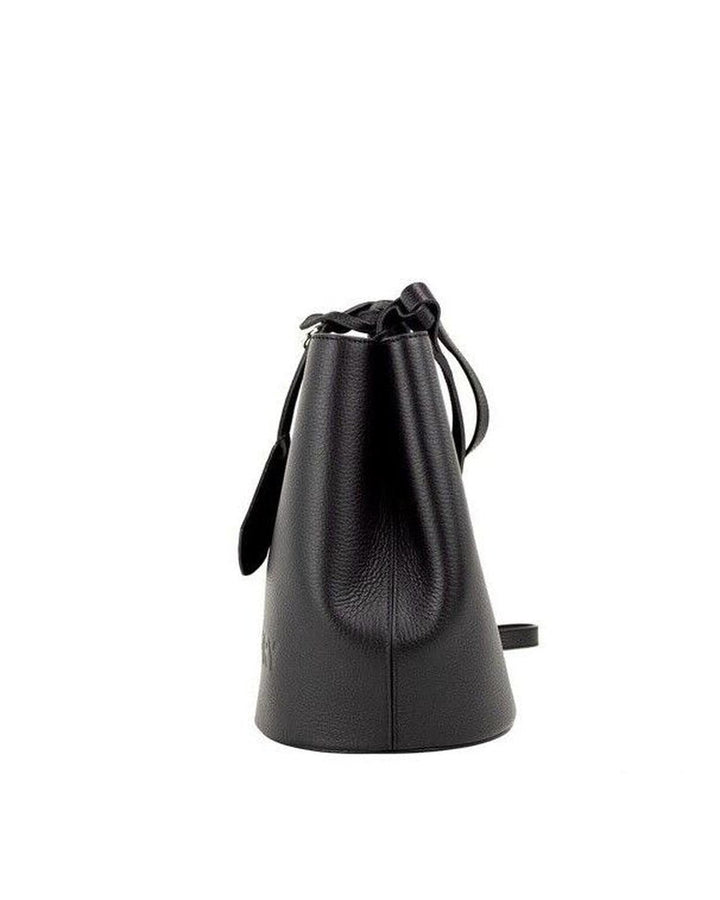 Burberry Black Pebbled Leather Bucket Crossbody Handbag