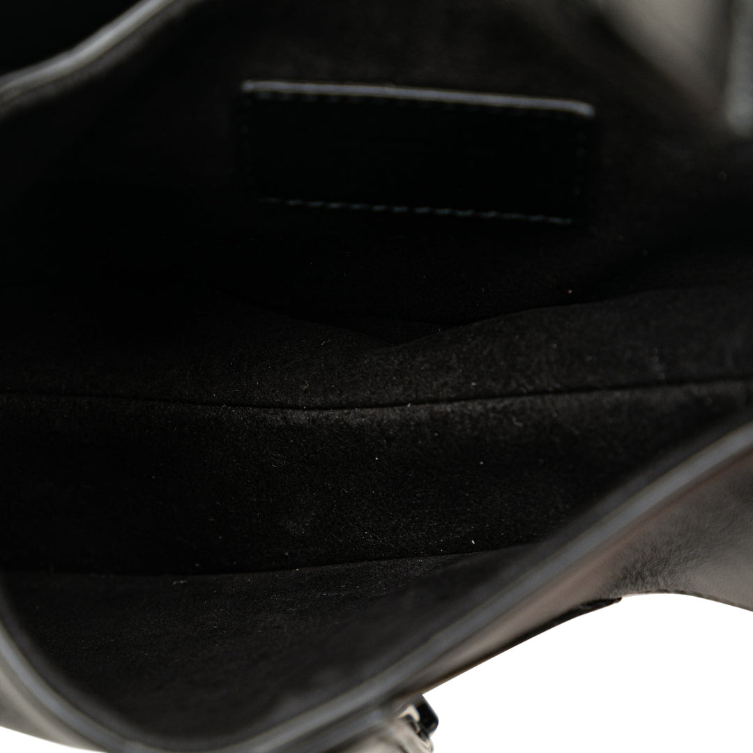 Top quality Dior Mini Lambskin Floral Applique Saddle Black