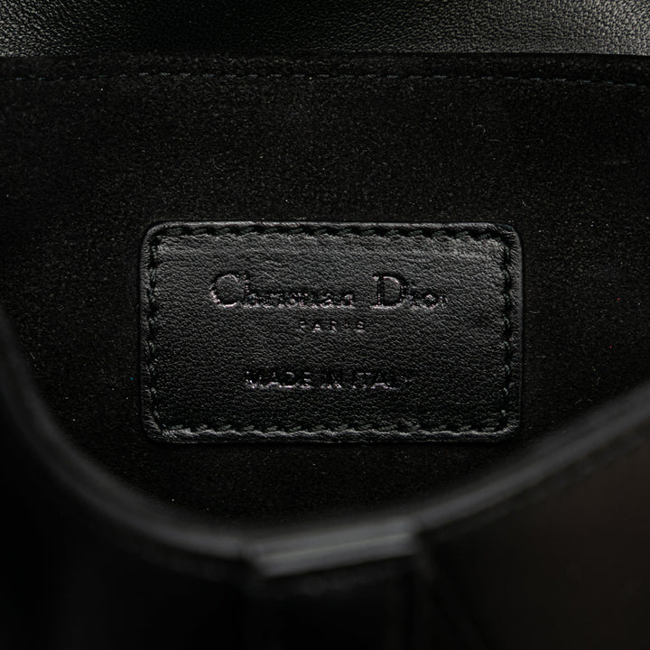 Top quality Dior Mini Lambskin Floral Applique Saddle Black