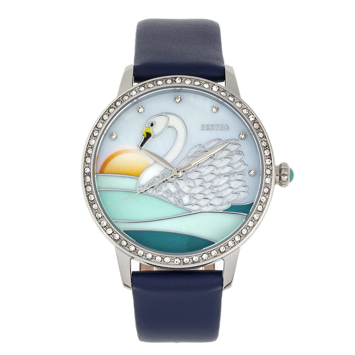 Bertha Grace MOP Leather-Band Watch