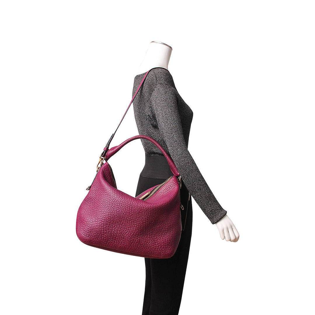 Burberry Grained Leather Ledbury Shoulder Bag Purple
