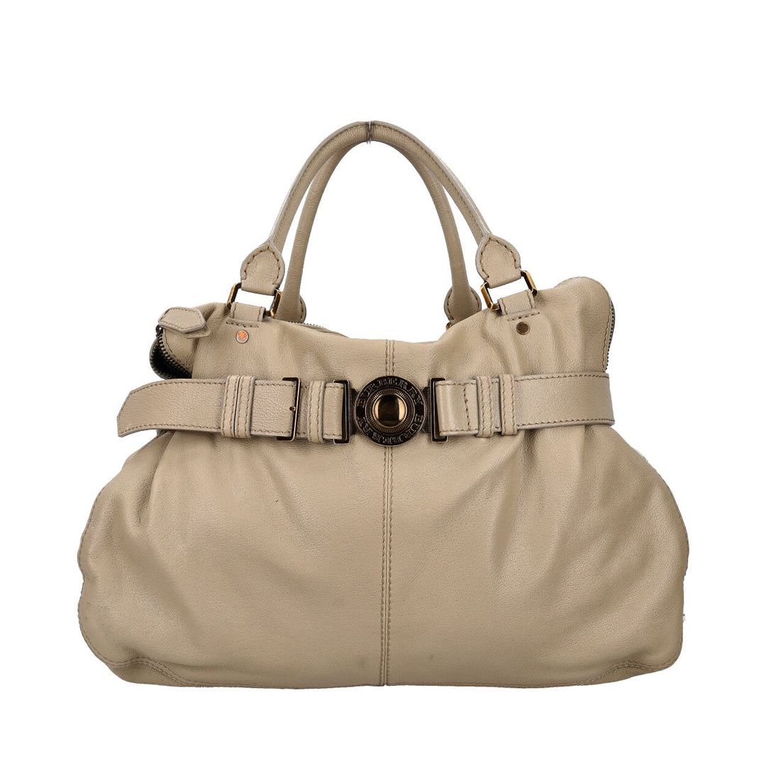 Burberry Leather Belted Tote Stone