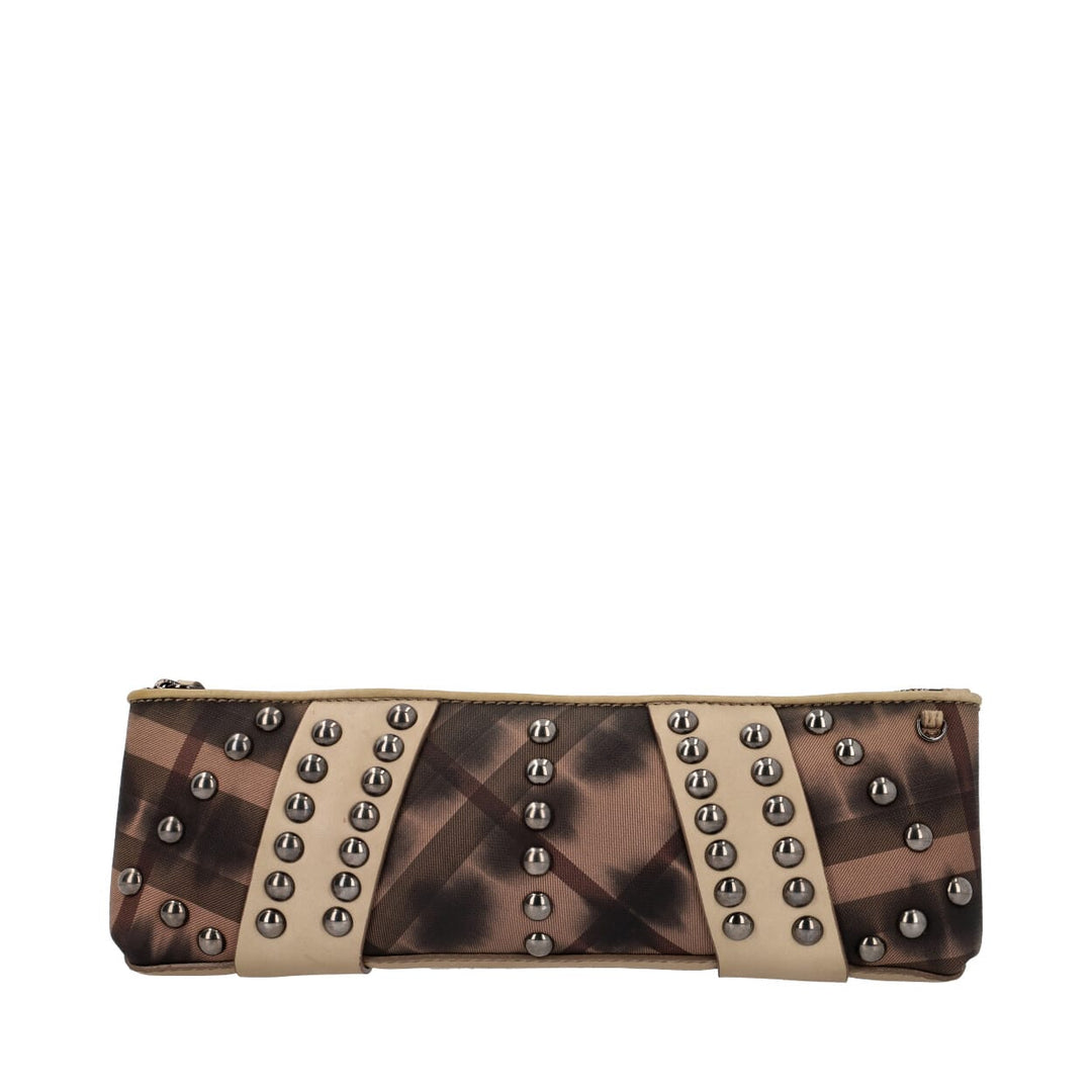Burberry Leather/Check Studded Clutch