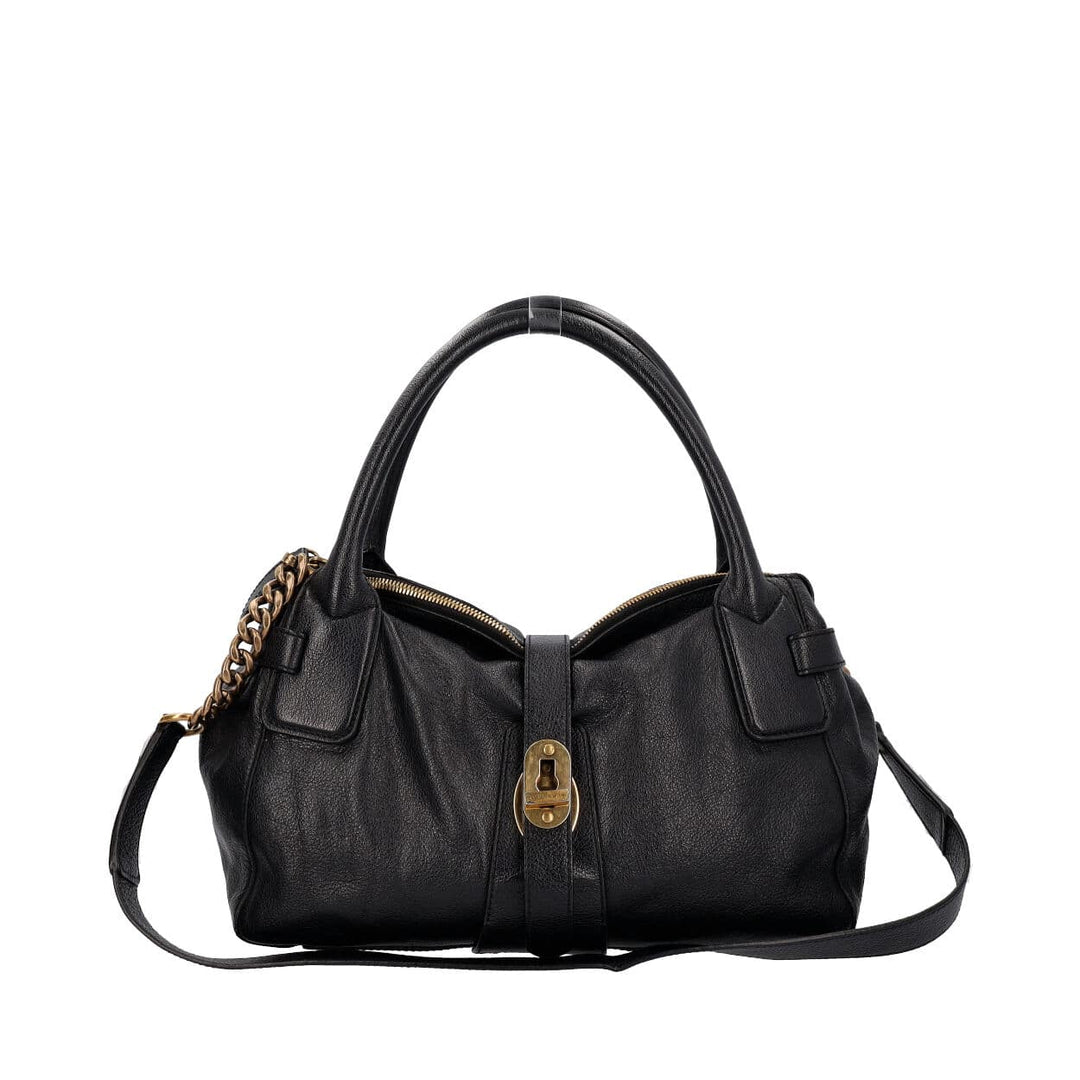 Top Quality Burberry Leather Turn Lock East West Tote Black