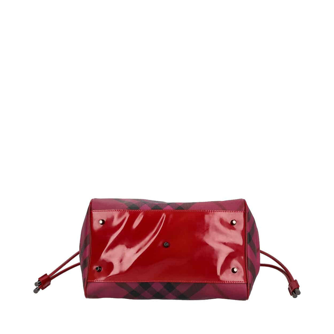 Burberry Patent/Canvas Nova Check Shoulder Bag Raspberry