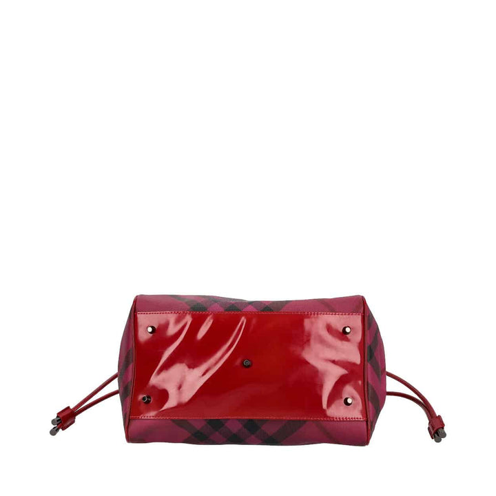 Burberry Patent/Canvas Nova Check Shoulder Bag Raspberry