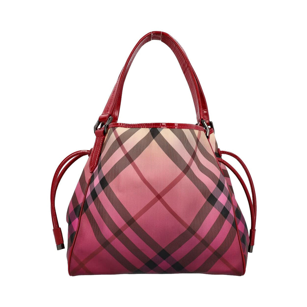 Burberry Patent/Canvas Nova Check Shoulder Bag Raspberry