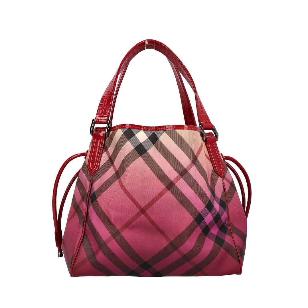 Burberry Patent/Canvas Nova Check Shoulder Bag Raspberry