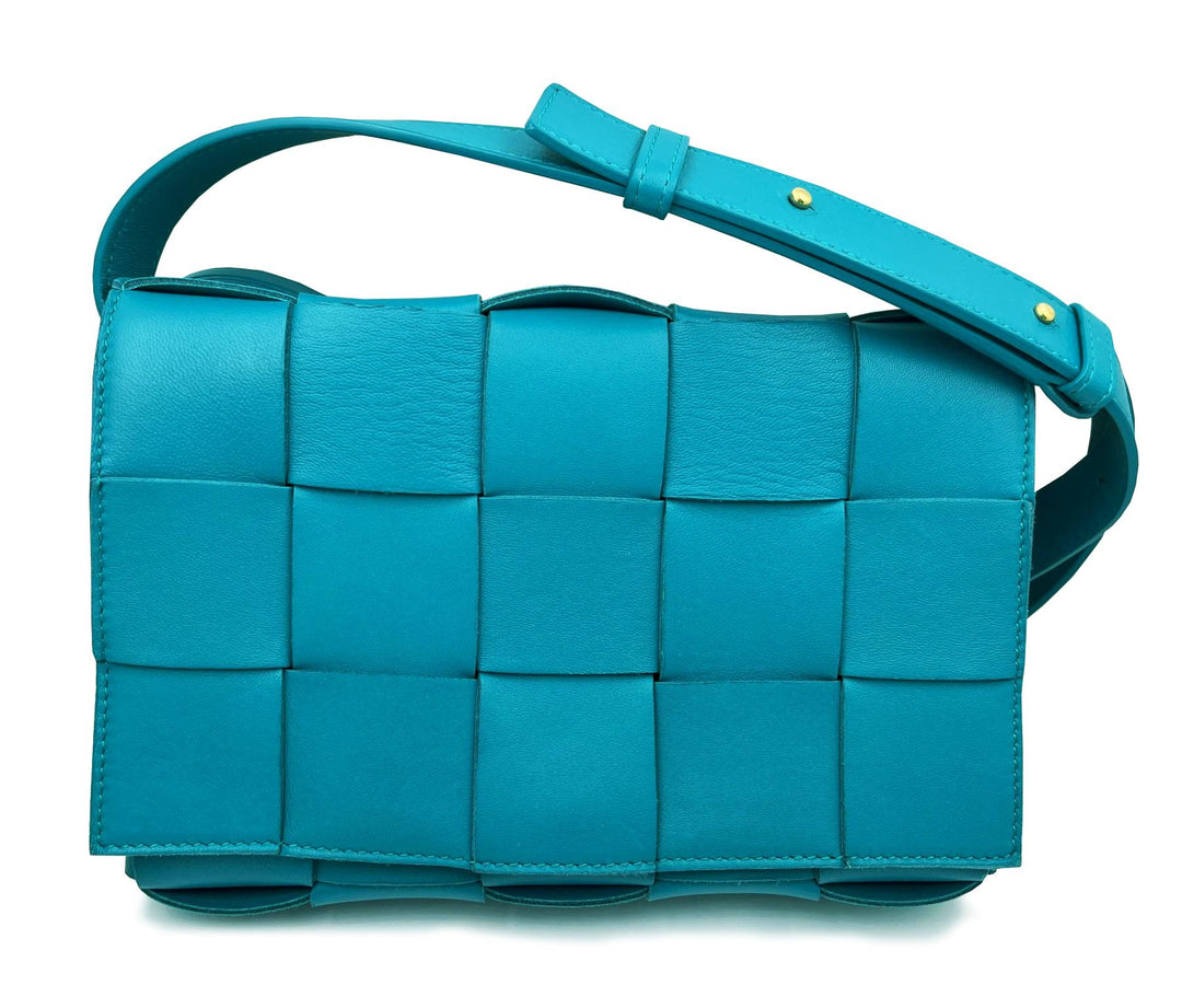 Bottega veneta Turquoise Cassette Leather Crossbody Bag