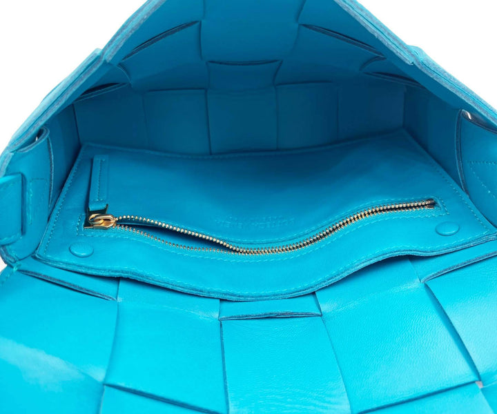 Bottega veneta Turquoise Cassette Leather Crossbody Bag