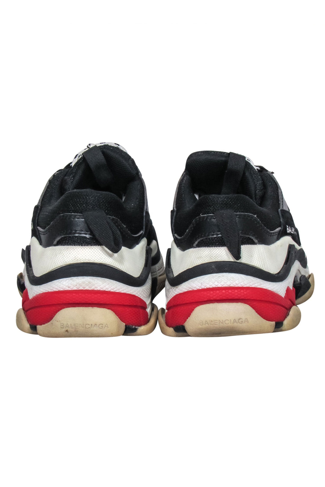 Top Quality Balenciaga - Black, Cream & Red Chunky "Triple S" Sneakers Sz 6