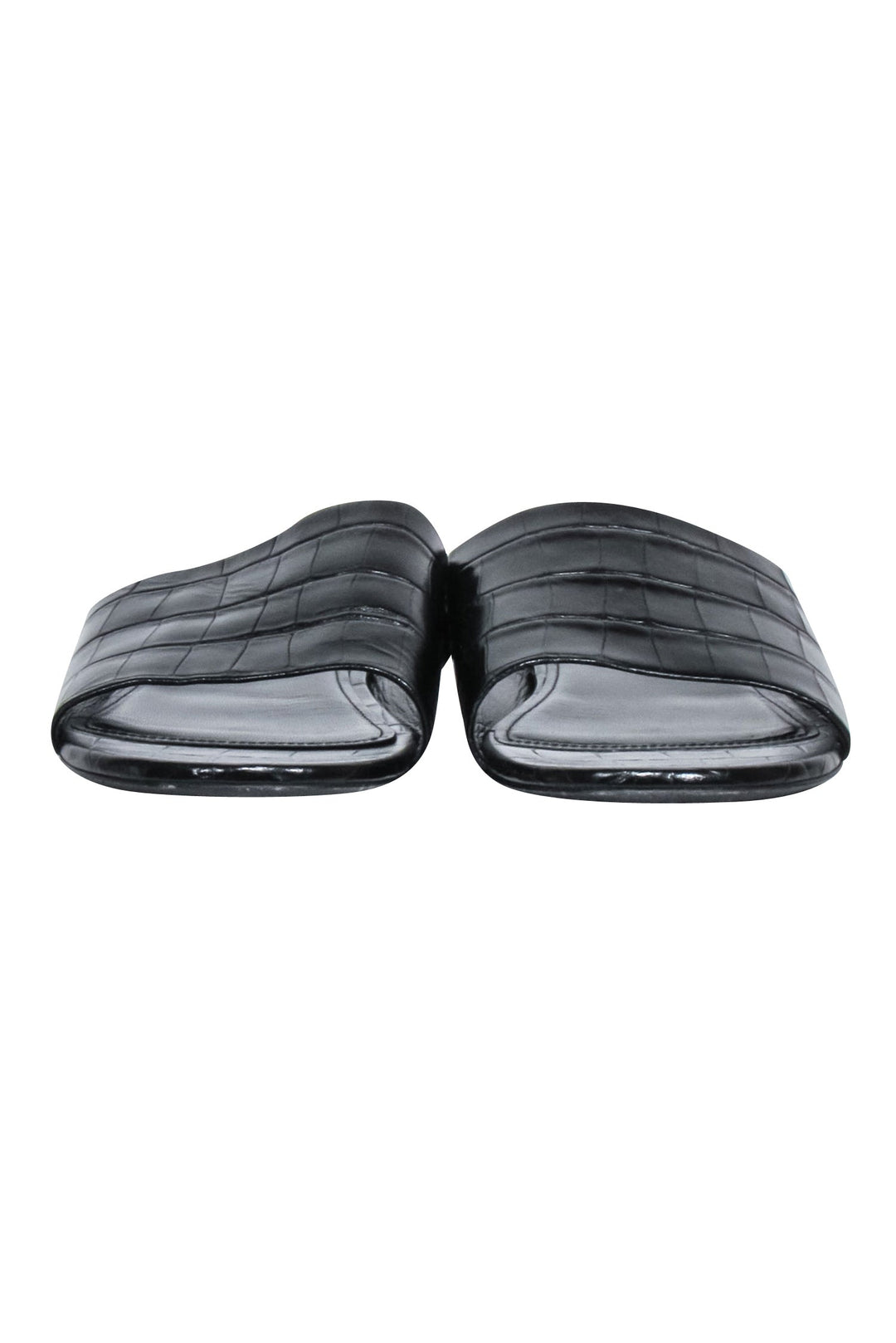 Top Quality Balenciaga - Black Croc Embossed Slide Sandals Sz 7.5