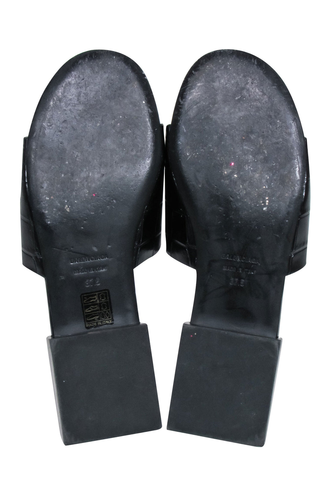 Top Quality Balenciaga - Black Croc Embossed Slide Sandals Sz 7.5