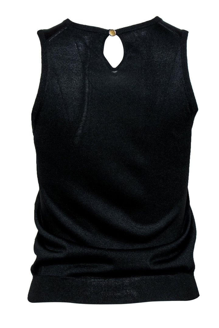Top Quality Balenciaga - Black Knit Silk Sleeveless Tank Sz 6