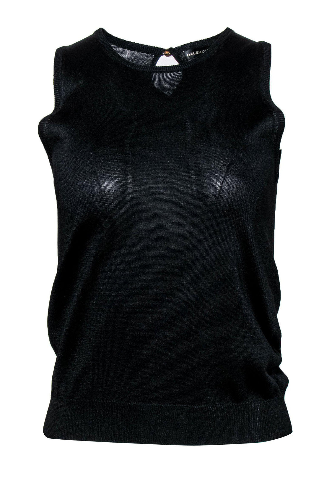 Top Quality Balenciaga - Black Knit Silk Sleeveless Tank Sz 6