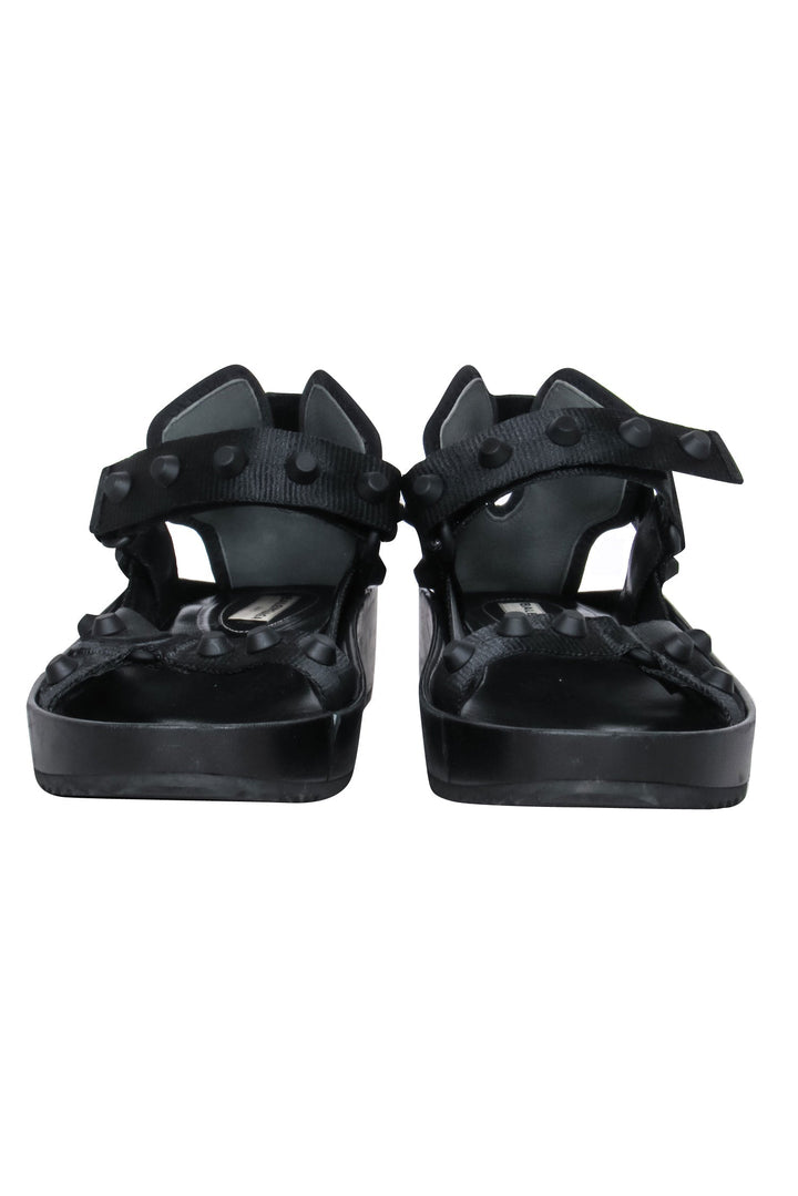 Top Quality Balenciaga - Black Leather Strappy Platform Sandals w/ Studs Sz 8.5