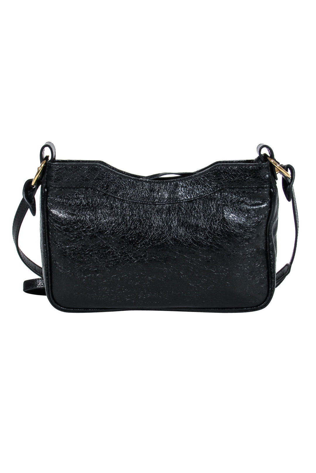 balenciaga - Black Leather Textured Crossbody w/ Gold Hardware