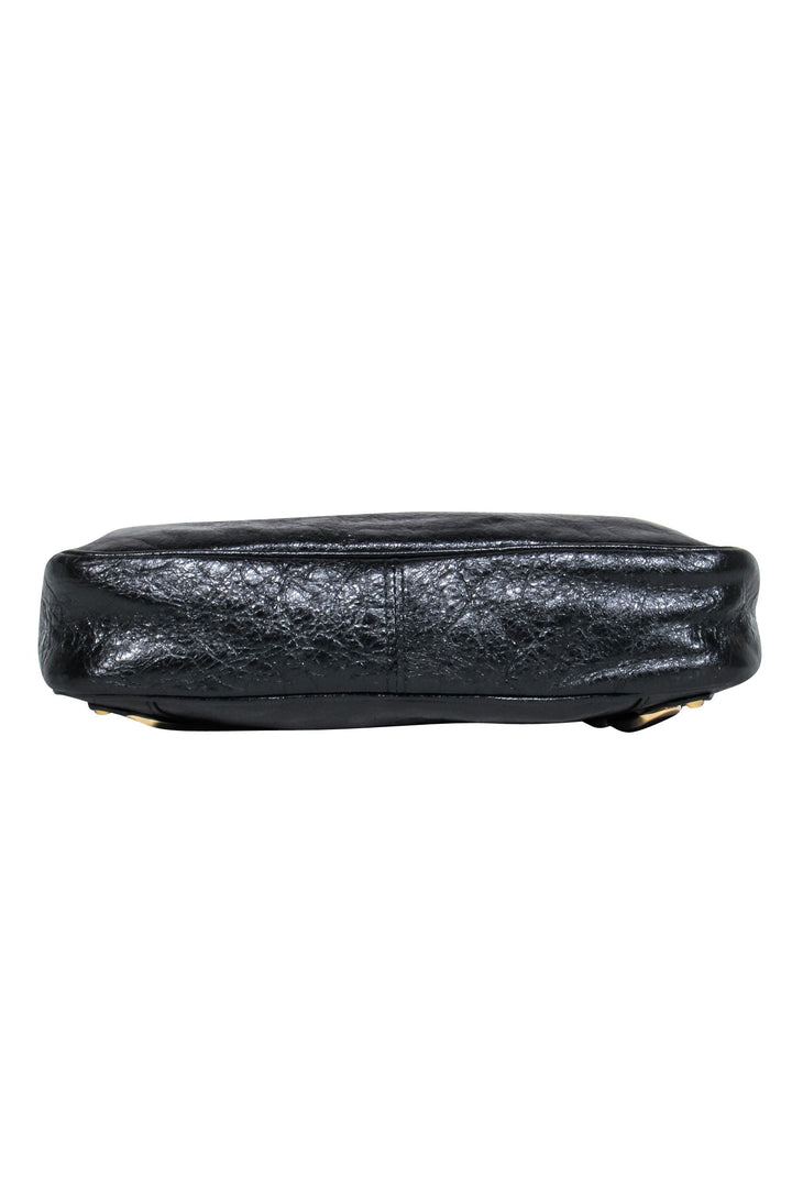 balenciaga - Black Leather Textured Crossbody w/ Gold Hardware