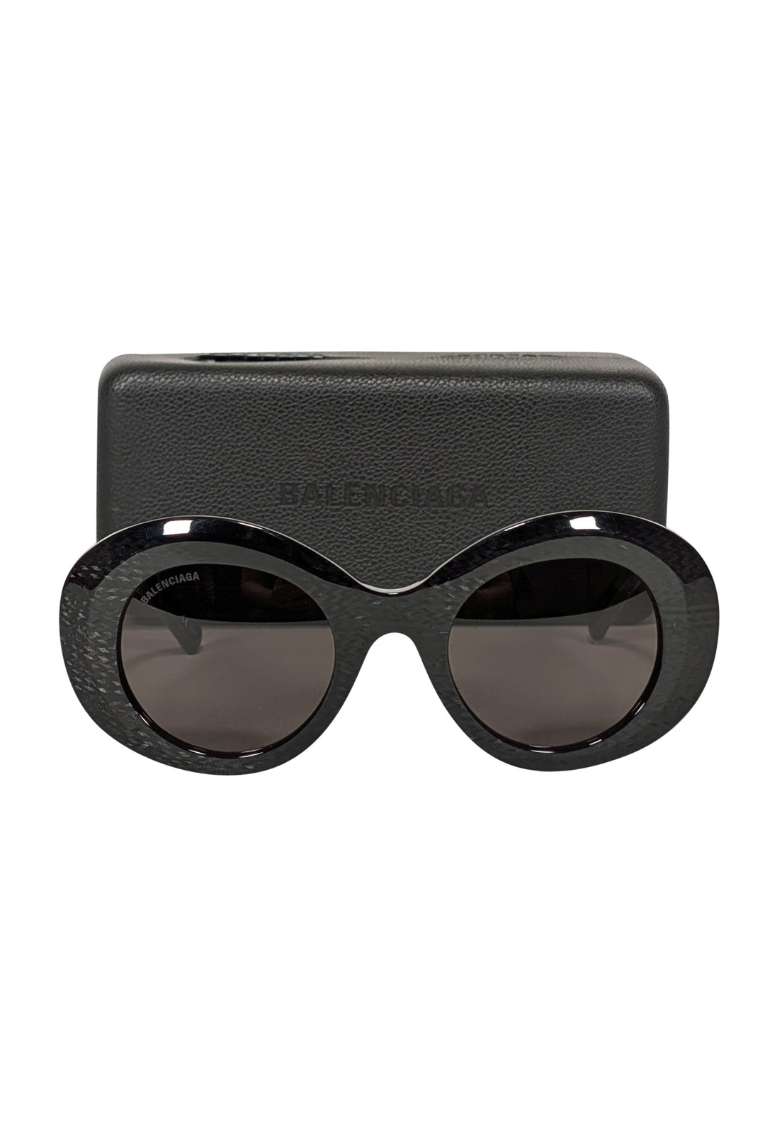 Top Quality Balenciaga - Black Print Large Round Sunglasses