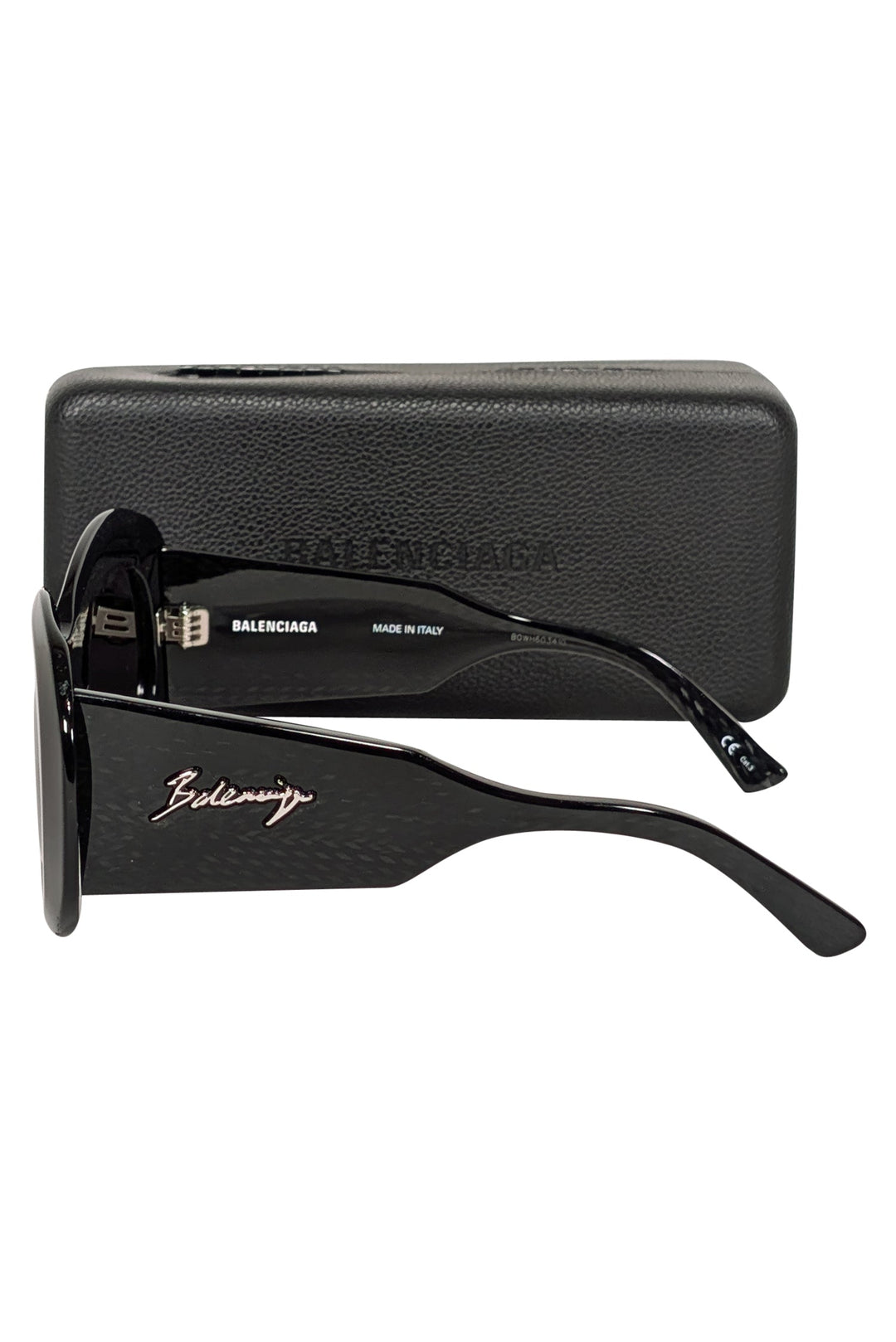 Top Quality Balenciaga - Black Print Large Round Sunglasses
