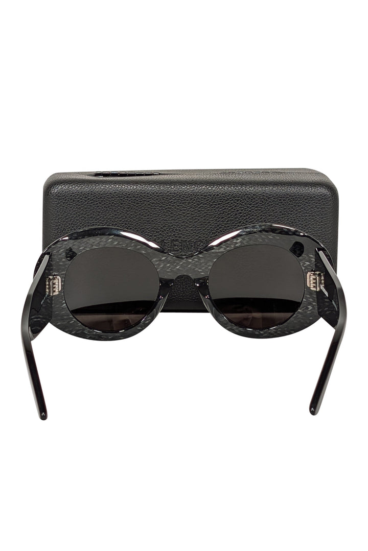 Top Quality Balenciaga - Black Print Large Round Sunglasses