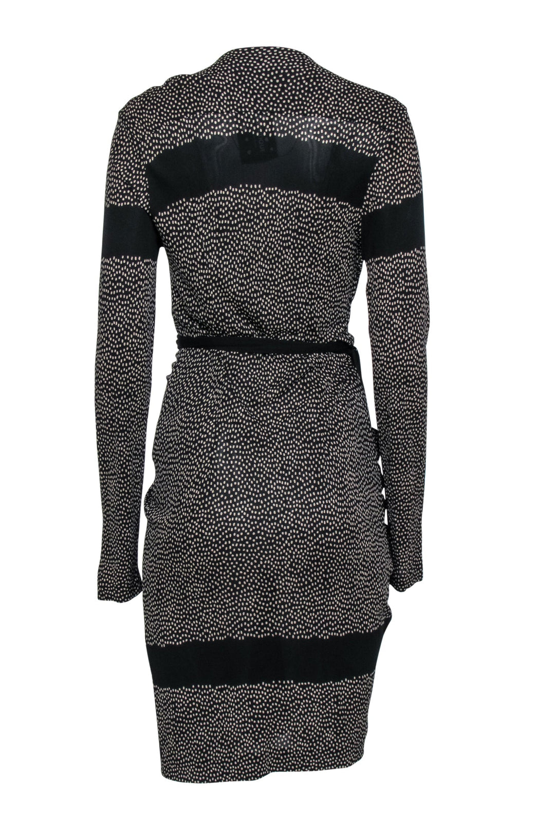 Top Quality Balenciaga - Black & Tan Polka Dot Wrap Dress Sz 6