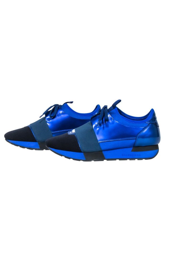 Top Quality Balenciaga - Blue Lace Up Sneakers Sz 8