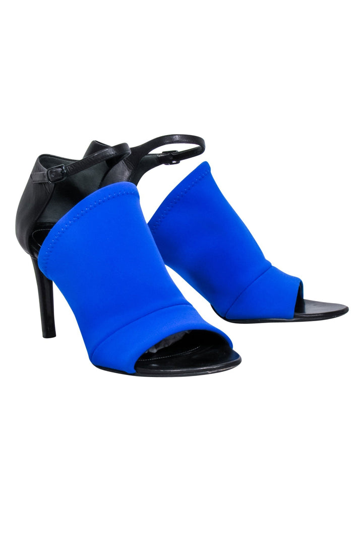 Top Quality Balenciaga - Blue Scuba Knit Upper Open Toe Pumps Sz 8
