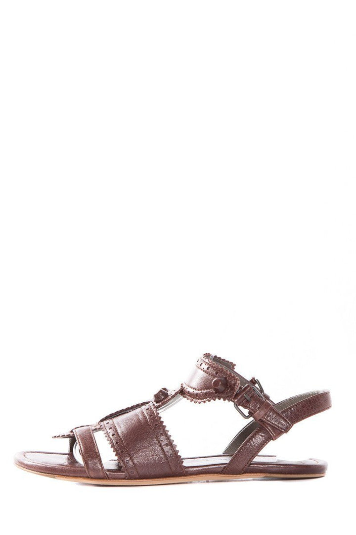 Balenciaga Brown Leather Arena Multistrap Sandals SZ 35.5