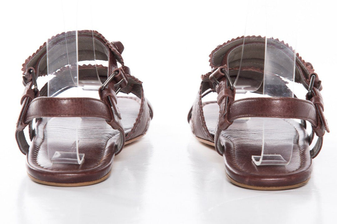 Balenciaga Brown Leather Arena Multistrap Sandals SZ 35.5