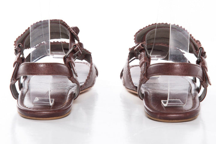 Balenciaga Brown Leather Arena Multistrap Sandals SZ 35.5