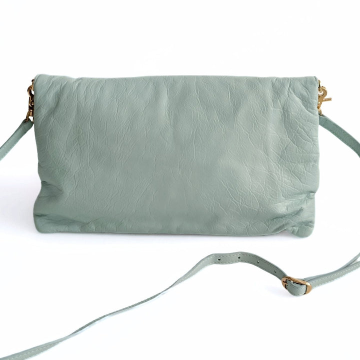 Top Quality Balenciaga Top Quality Balenciaga Top Quality Balenciaga Giant Clutch with shoulder strap in aqua green leather