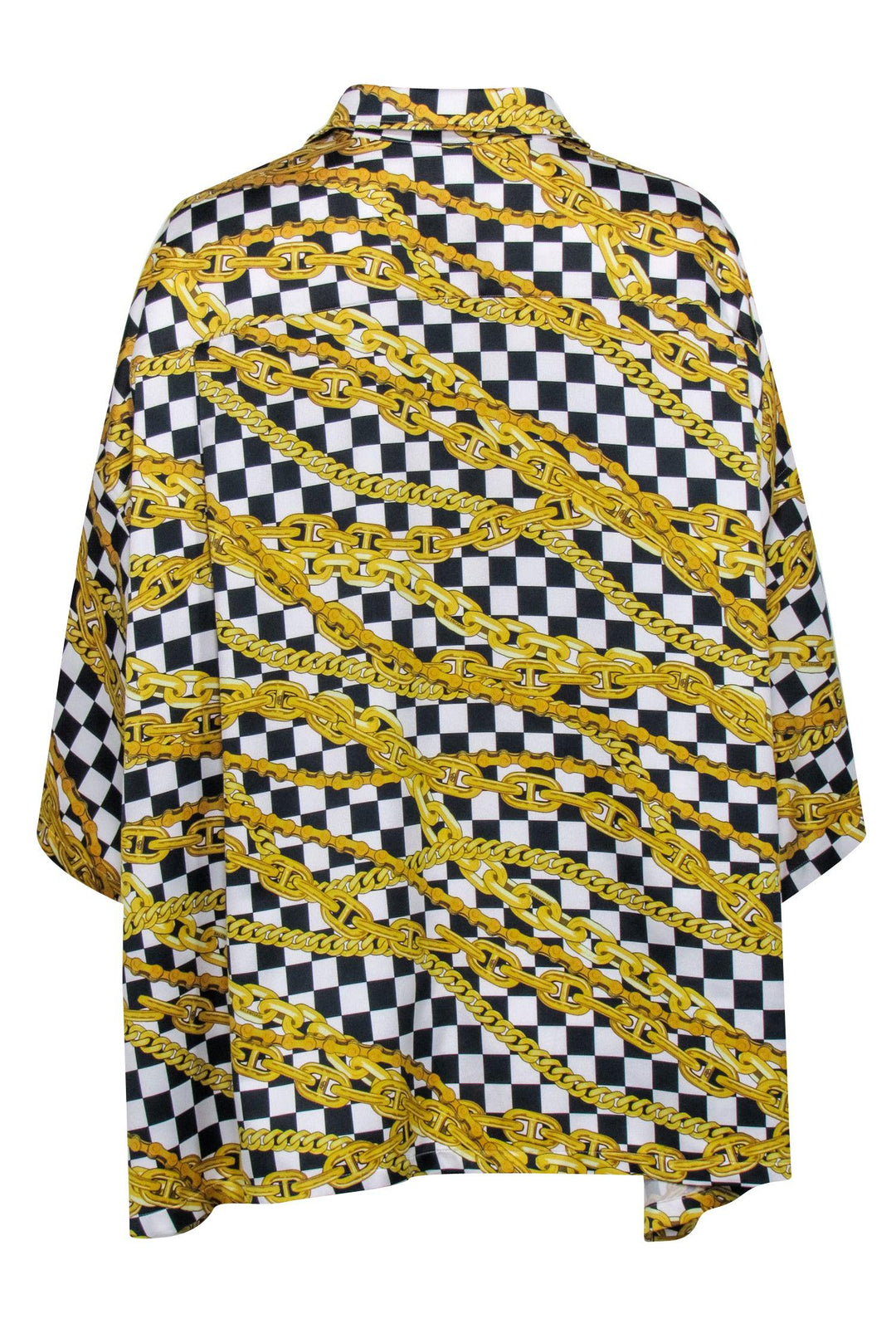 Top Quality Balenciaga - Gold, Black, & White Checkered Chain Print Top Sz 4