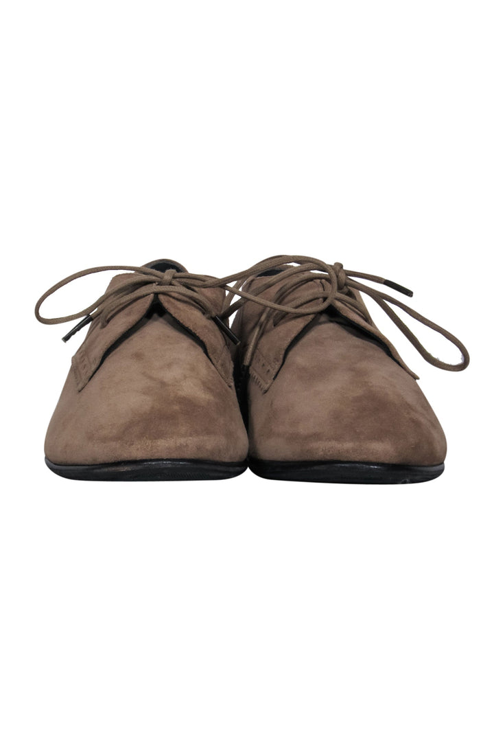 Top Quality Balenciaga - Tan Suede Lace-Up Oxford Loafers Sz 9.5