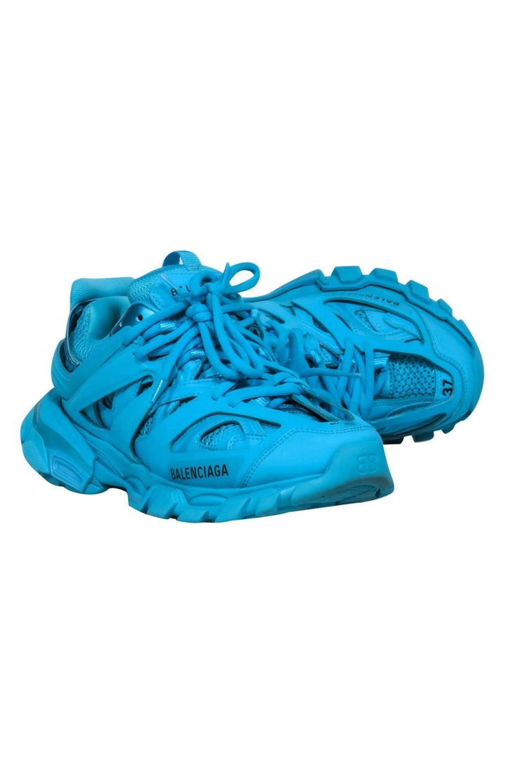 Top Quality Balenciaga - Teal Blue Chunky Track Sneakers Sz 7