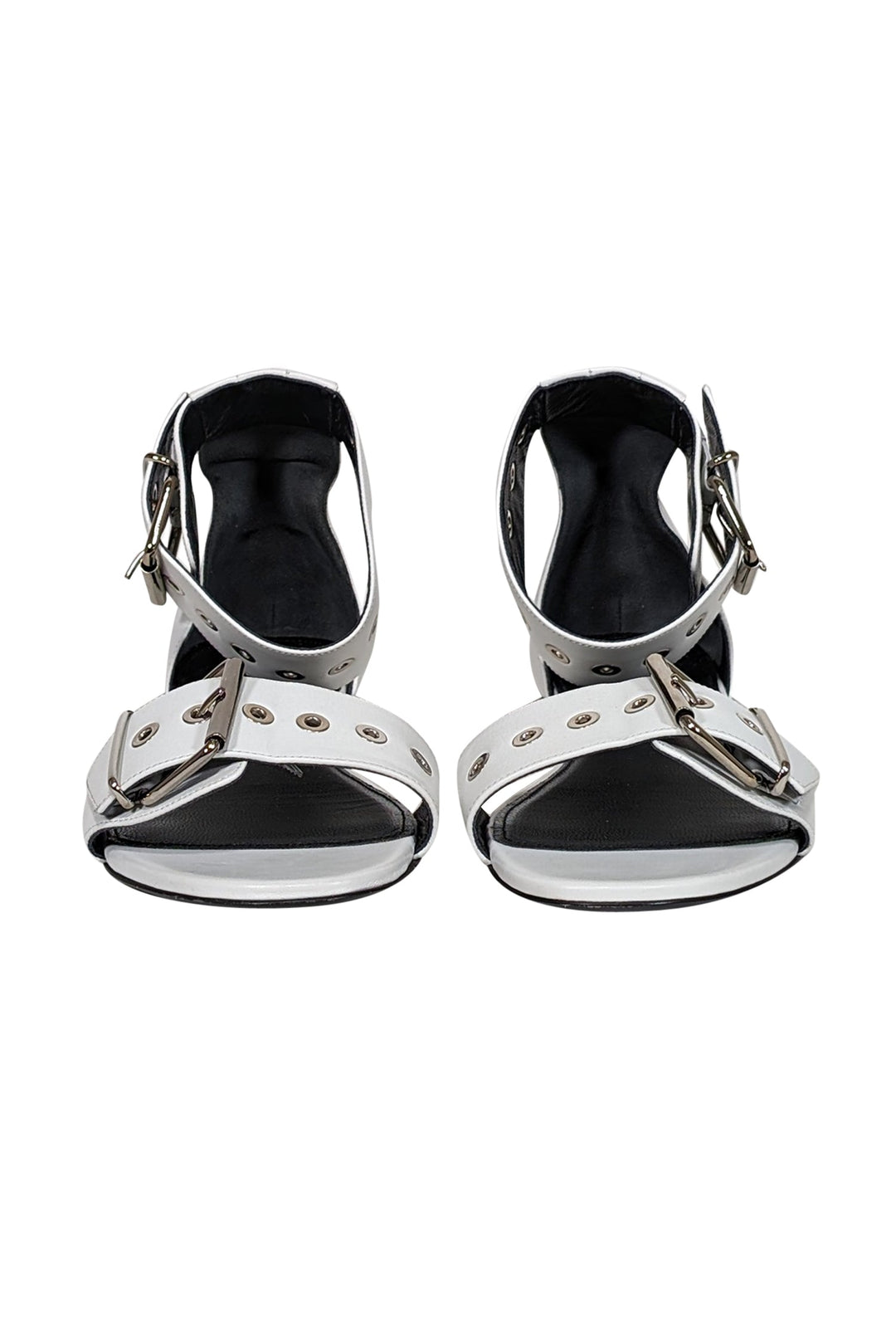 Top Quality Balenciaga - White Leather Strappy Buckle Detail Sandals Sz 10