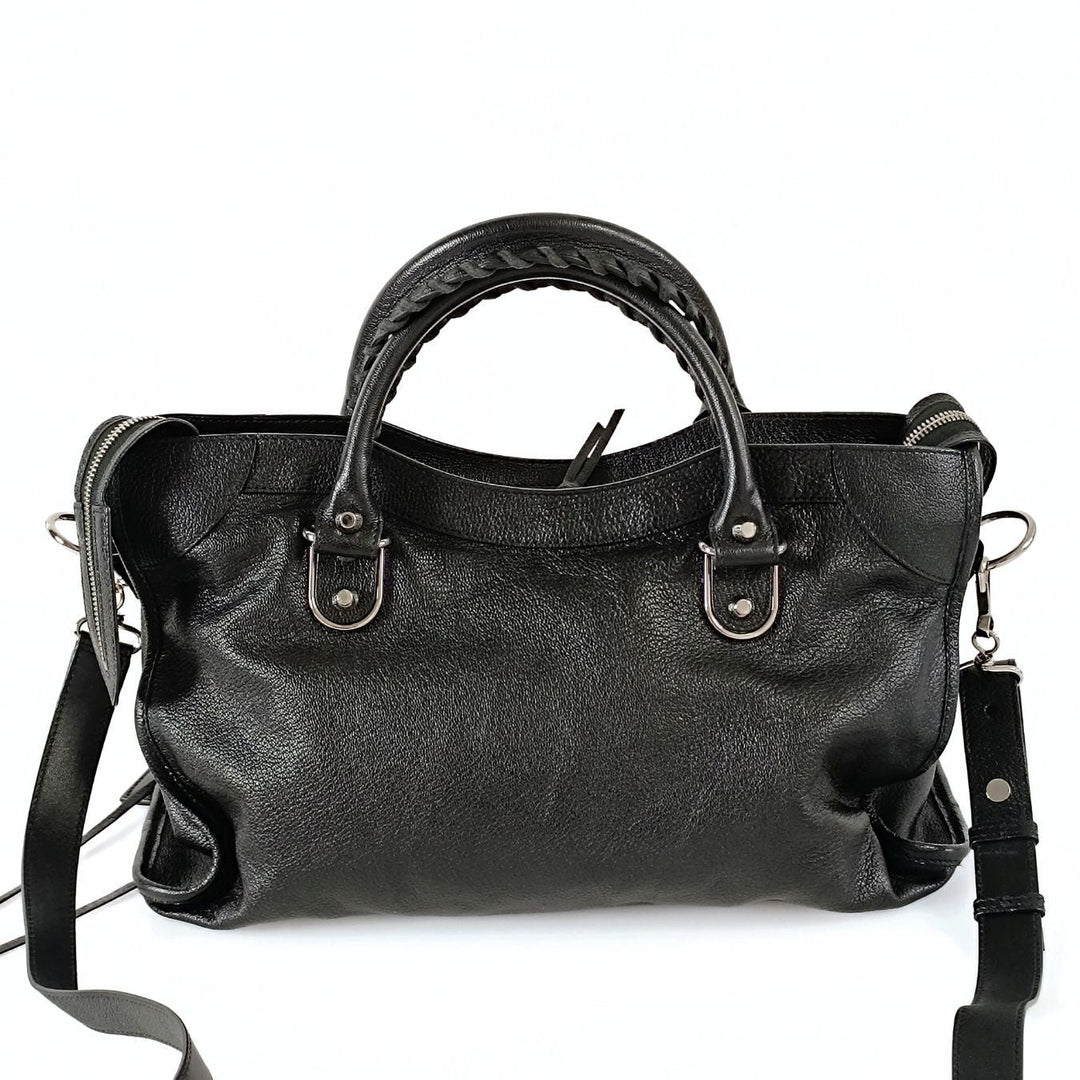 Top Quality Balenciaga Top Quality Balenciaga Top Quality Balenciaga Le City Metallic Medium shoulder bag in black leather