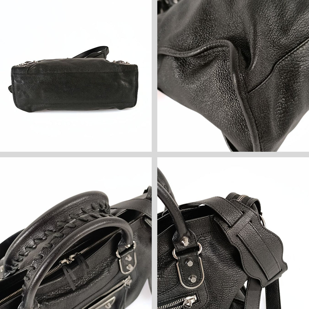 Top Quality Balenciaga Top Quality Balenciaga Top Quality Balenciaga Le City Metallic Medium shoulder bag in black leather